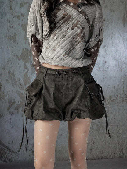Bud Loose Lightweight Large Pockets Black Shorts【s0000018586】