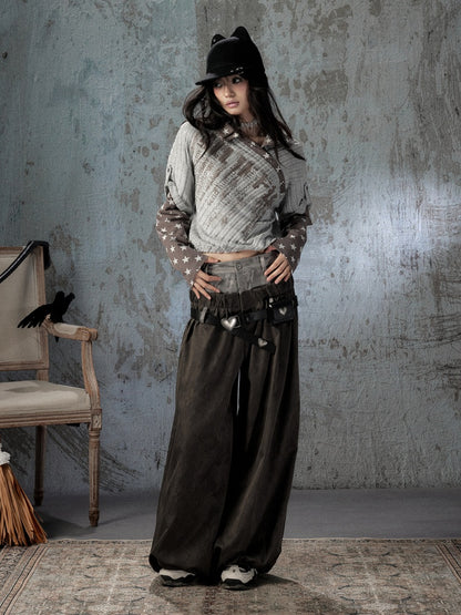 Asymmetrical Star Patchwork Fake Two-Piece Long-Sleeve T-Shirt【s0000018588】