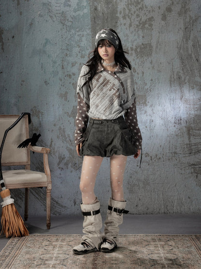 Asymmetrical Star Patchwork Fake Two-Piece Long-Sleeve T-Shirt【s0000018588】