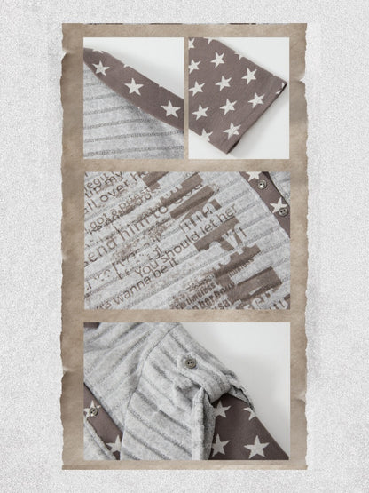 Asymmetrical Star Patchwork Fake Two-Piece Long-Sleeve T-Shirt【s0000018588】