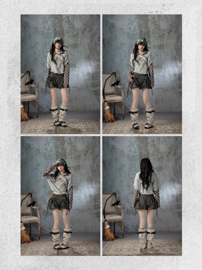 Asymmetrical Star Patchwork Fake Two-Piece Long-Sleeve T-Shirt【s0000018588】