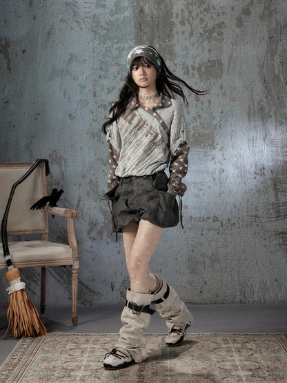 Asymmetrical Star Patchwork Fake Two-Piece Long-Sleeve T-Shirt【s0000018588】