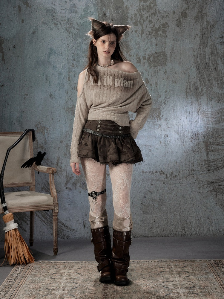 Asymmetrical Shoulder Plush Long Sleeve Tops【s0000018589】