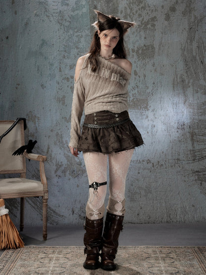Asymmetrical Shoulder Plush Long Sleeve Tops【s0000018589】