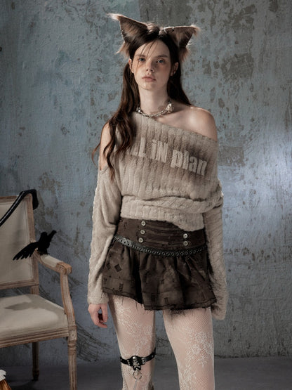 Asymmetrical Shoulder Plush Long Sleeve Tops【s0000018589】