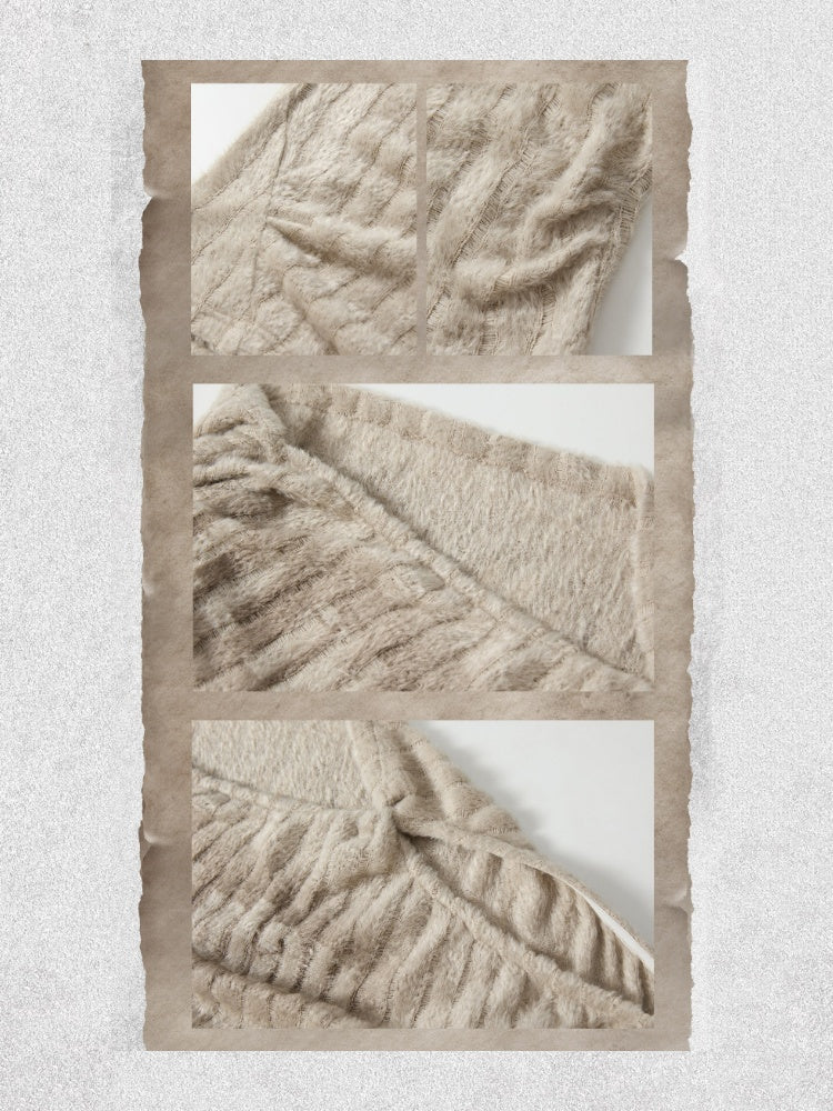 Asymmetrical Shoulder Plush Long Sleeve Tops【s0000018589】