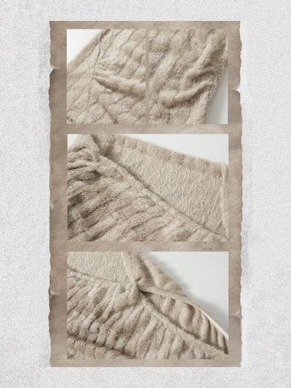 Asymmetrical Shoulder Plush Long Sleeve Tops【s0000018589】
