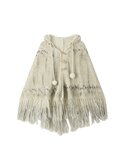 Knit Cape Hooded Sweater Shawl【s0000018592】