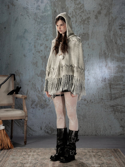 Knit Cape Hooded Sweater Shawl【s0000018592】