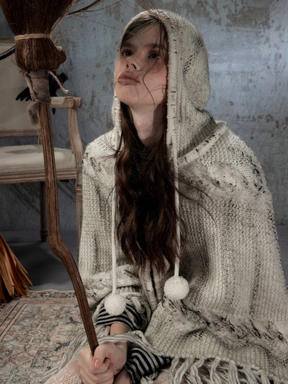 Knit Cape Hooded Sweater Shawl【s0000018592】