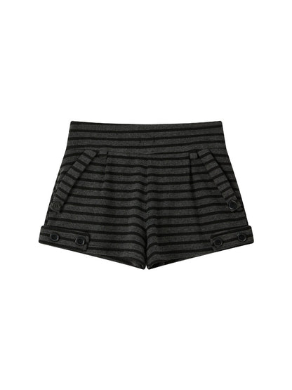 Slim-Fit Lightweight Pocket Striped Black Short Pants【s0000018594】