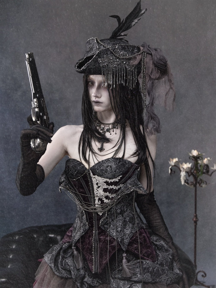 Legacy Of The Dead Gothic Dark Pirate Captain Headdress Top Hat【s0000018596】