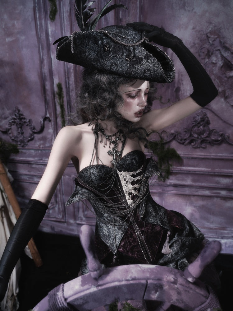 Legacy Of The Dead Gothic Dark Pirate Captain Headdress Top Hat【s0000018596】
