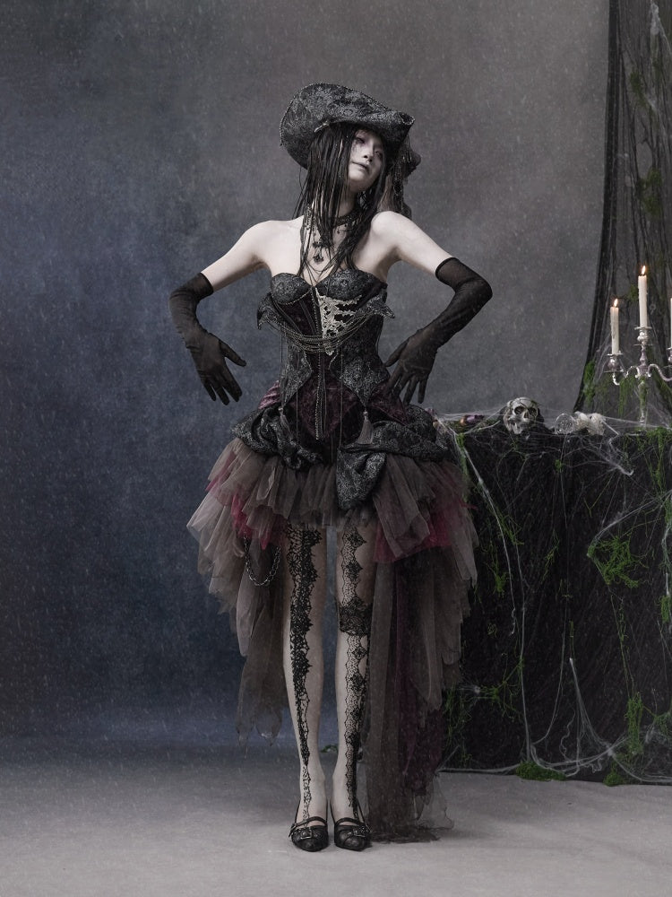 Legacy Of The Dead Gothic Dark Pirate Captain Headdress Top Hat【s0000018596】