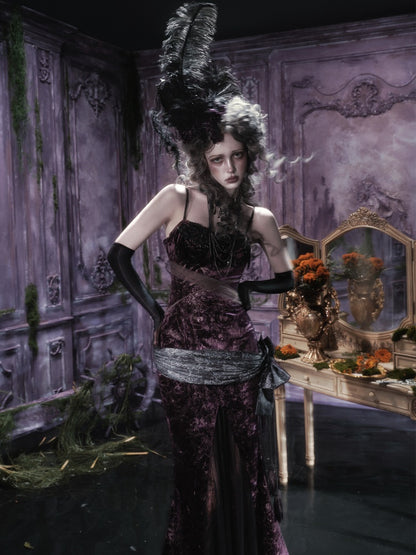 Legacy Of The Dead Gothic Dark Velvet Mermaid Dress【s0000018597】