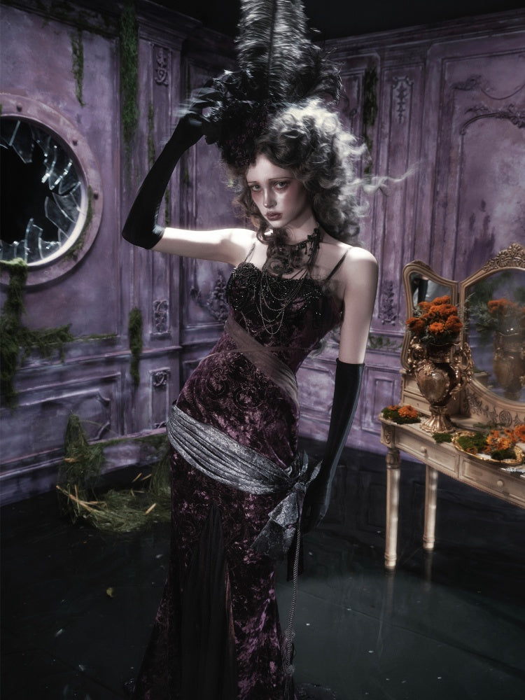 Legacy Of The Dead Gothic Dark Velvet Mermaid Dress【s0000018597】