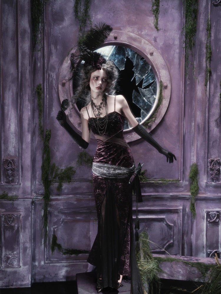 Legacy Of The Dead Gothic Dark Velvet Mermaid Dress【s0000018597】