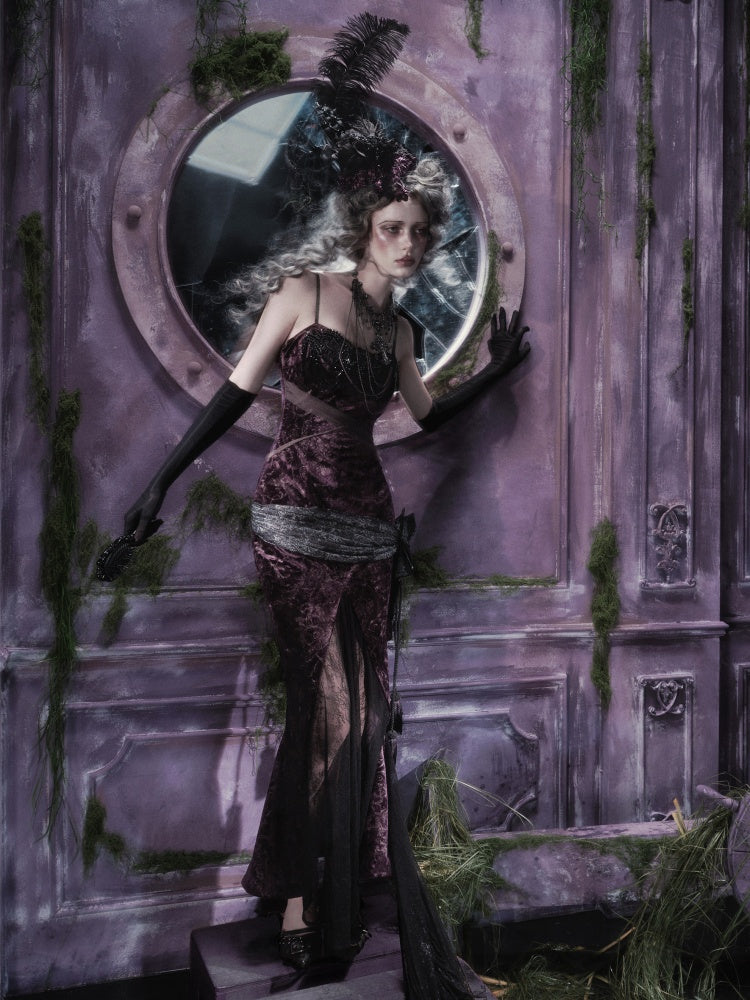 Legacy Of The Dead Gothic Dark Velvet Mermaid Dress【s0000018597】