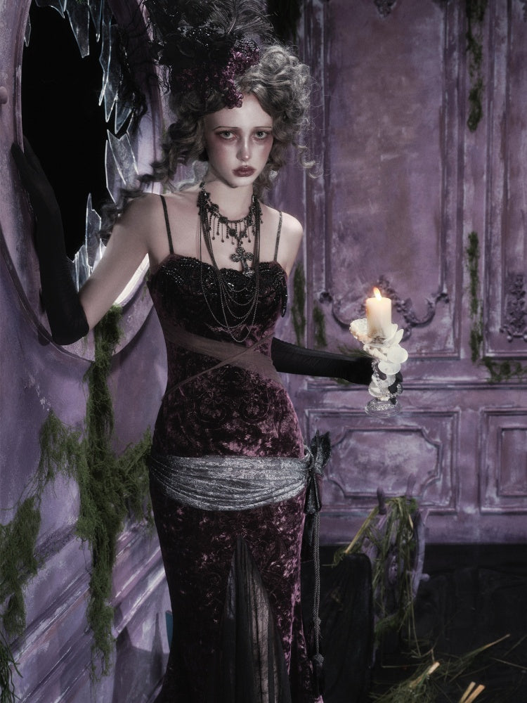Legacy Of The Dead Gothic Dark Velvet Mermaid Dress【s0000018597】
