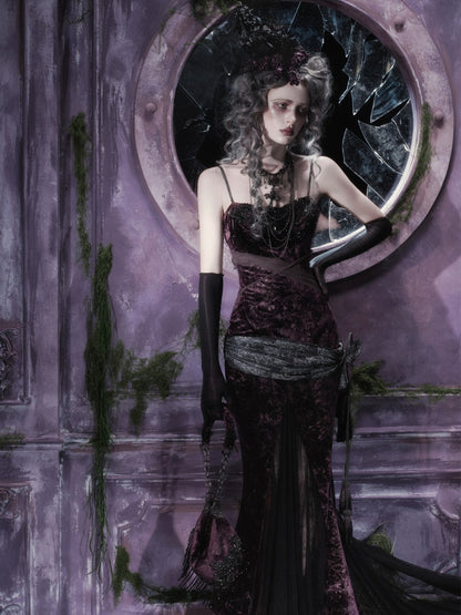 Legacy Of The Dead Gothic Dark Velvet Mermaid Dress【s0000018597】