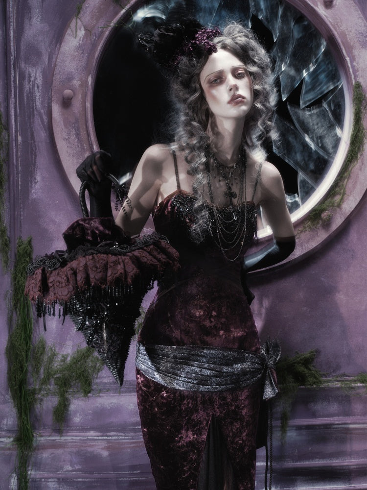 Legacy Of The Dead Gothic Dark Velvet Mermaid Dress【s0000018597】