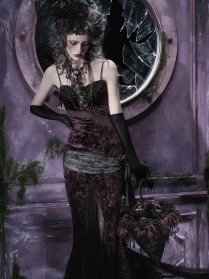 Legacy Of The Dead Gothic Dark Velvet Mermaid Dress【s0000018597】