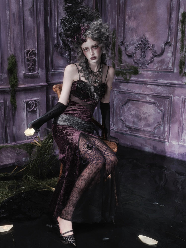 Legacy Of The Dead Gothic Dark Velvet Mermaid Dress【s0000018597】