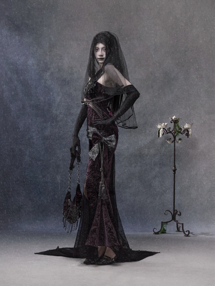 Legacy Of The Dead Gothic Dark Velvet Mermaid Dress【s0000018597】