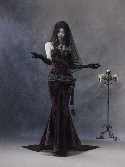 Legacy Of The Dead Gothic Dark Velvet Mermaid Dress【s0000018597】