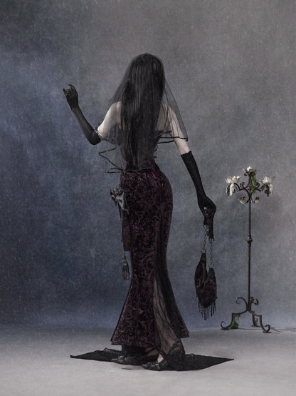 Legacy Of The Dead Gothic Dark Velvet Mermaid Dress【s0000018597】