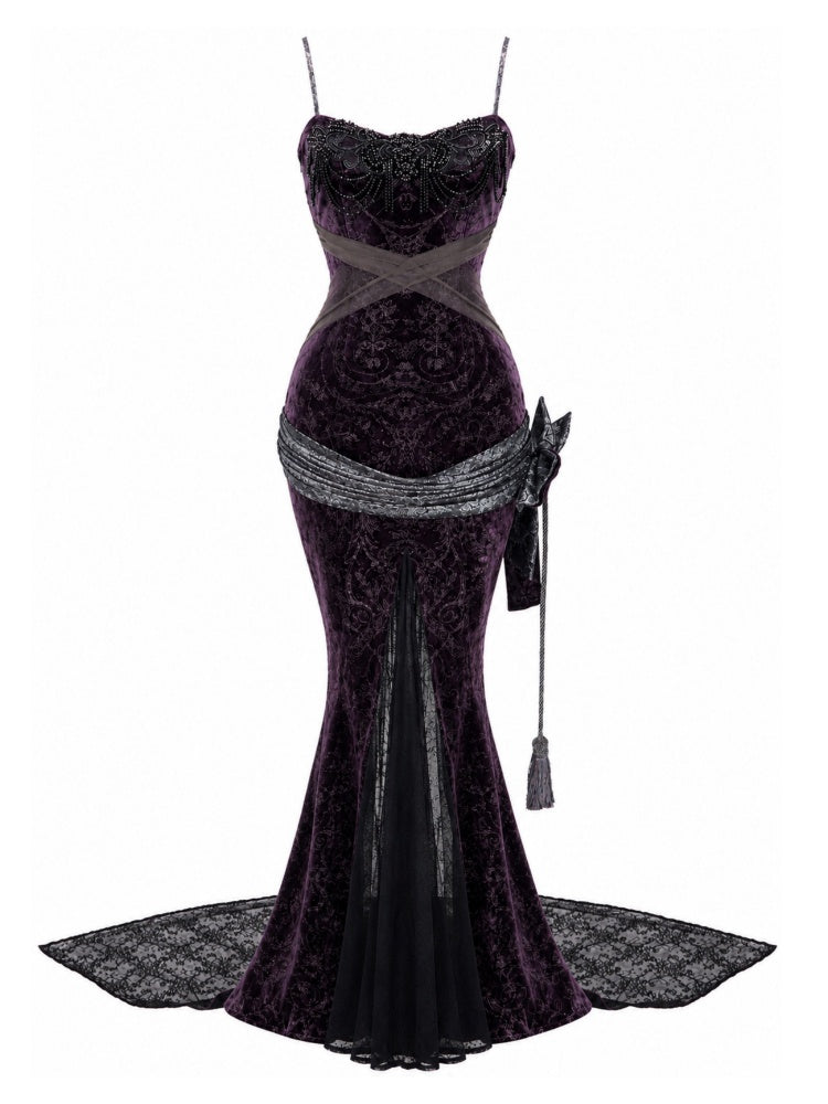 Legacy Of The Dead Gothic Dark Velvet Mermaid Dress【s0000018597】