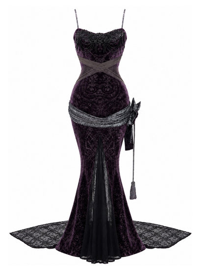 Legacy Of The Dead Gothic Dark Velvet Mermaid Dress【s0000018597】