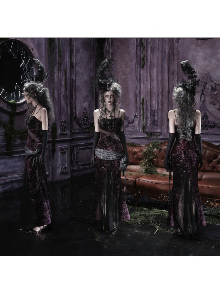 Legacy Of The Dead Gothic Dark Velvet Mermaid Dress【s0000018597】