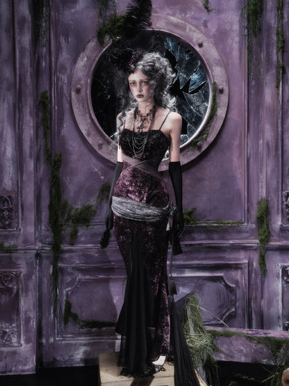 Legacy Of The Dead Gothic Dark Velvet Mermaid Dress【s0000018597】