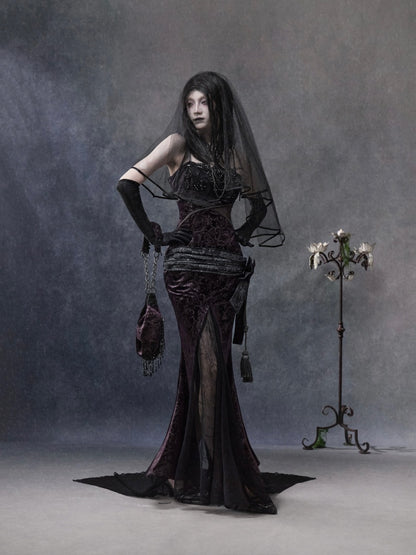 Legacy Of The Dead Gothic Dark Velvet Mermaid Dress【s0000018597】
