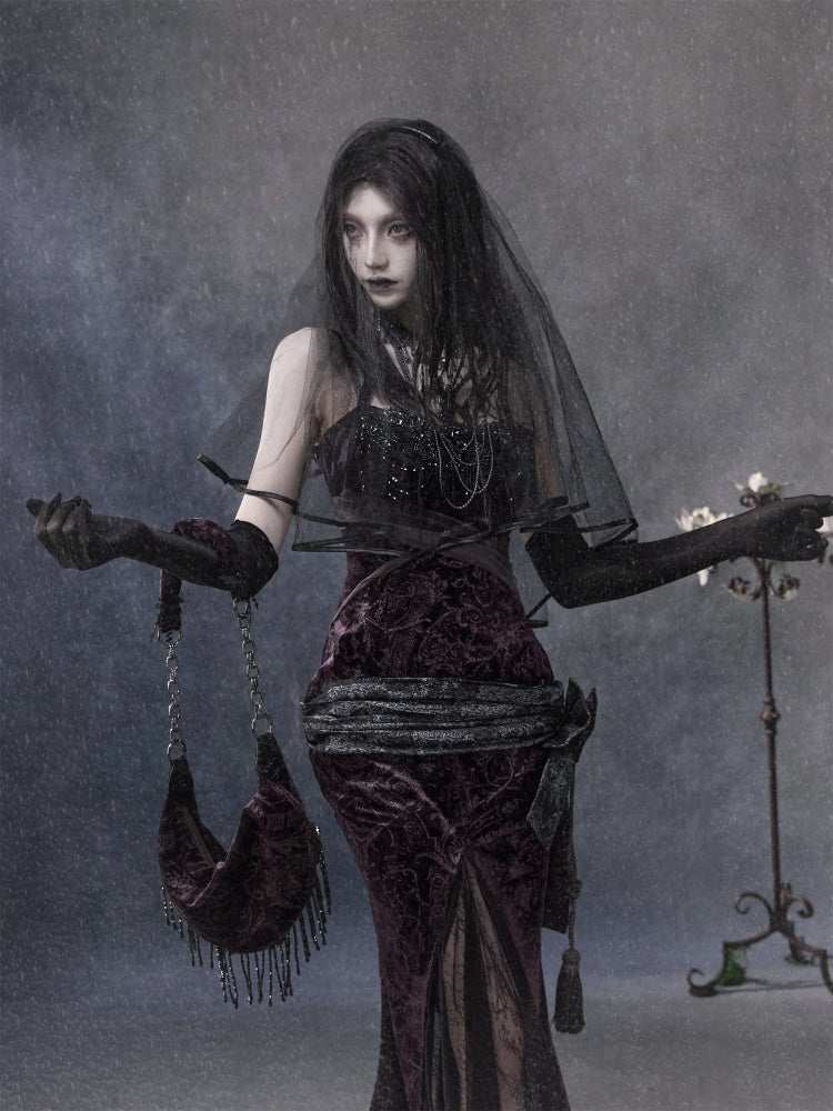 Legacy Of The Dead Gothic Dark Velvet Mermaid Dress【s0000018597】