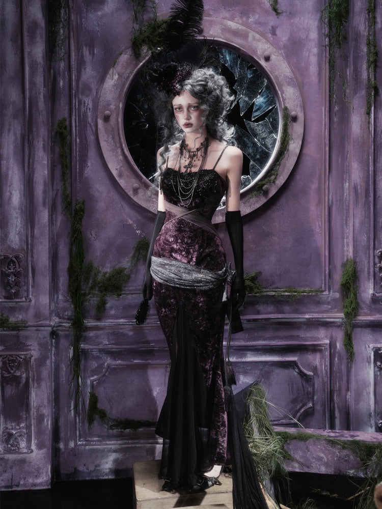 Legacy Of The Dead Gothic Dark Velvet Mermaid Dress【s0000018597】