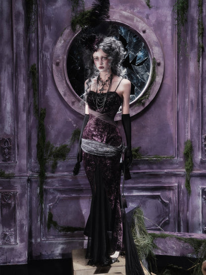 Legacy Of The Dead Gothic Dark Velvet Mermaid Dress【s0000018597】