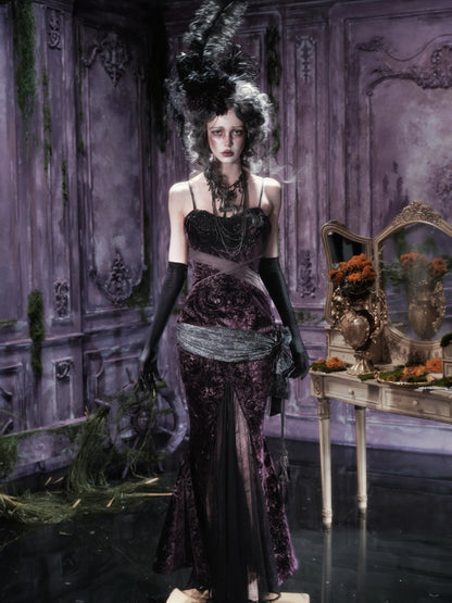 Legacy Of The Dead Gothic Dark Velvet Mermaid Dress【s0000018597】