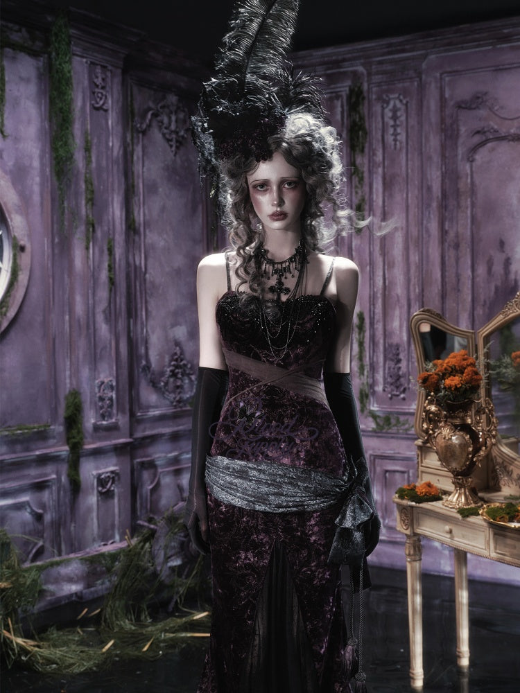 Legacy Of The Dead Gothic Dark Velvet Mermaid Dress【s0000018597】