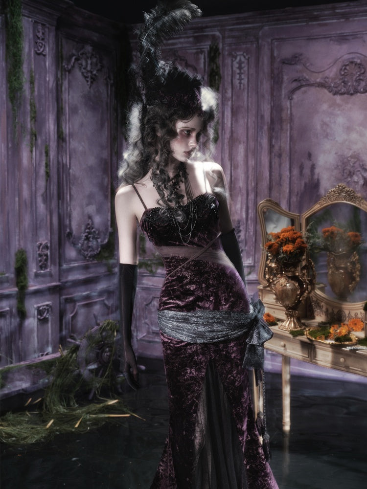 Legacy Of The Dead Gothic Dark Velvet Mermaid Dress【s0000018597】