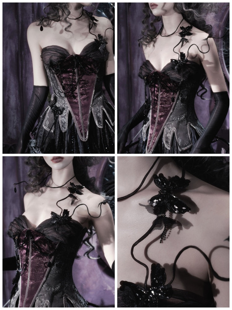 Legacy Of The Dead Gothic Dark Butterfly Ghost Fishbone Chest【s0000018600】