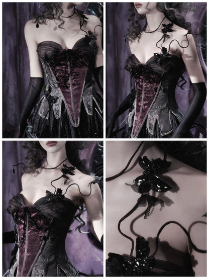 Legacy Of The Dead Gothic Dark Butterfly Ghost Fishbone Chest【s0000018600】