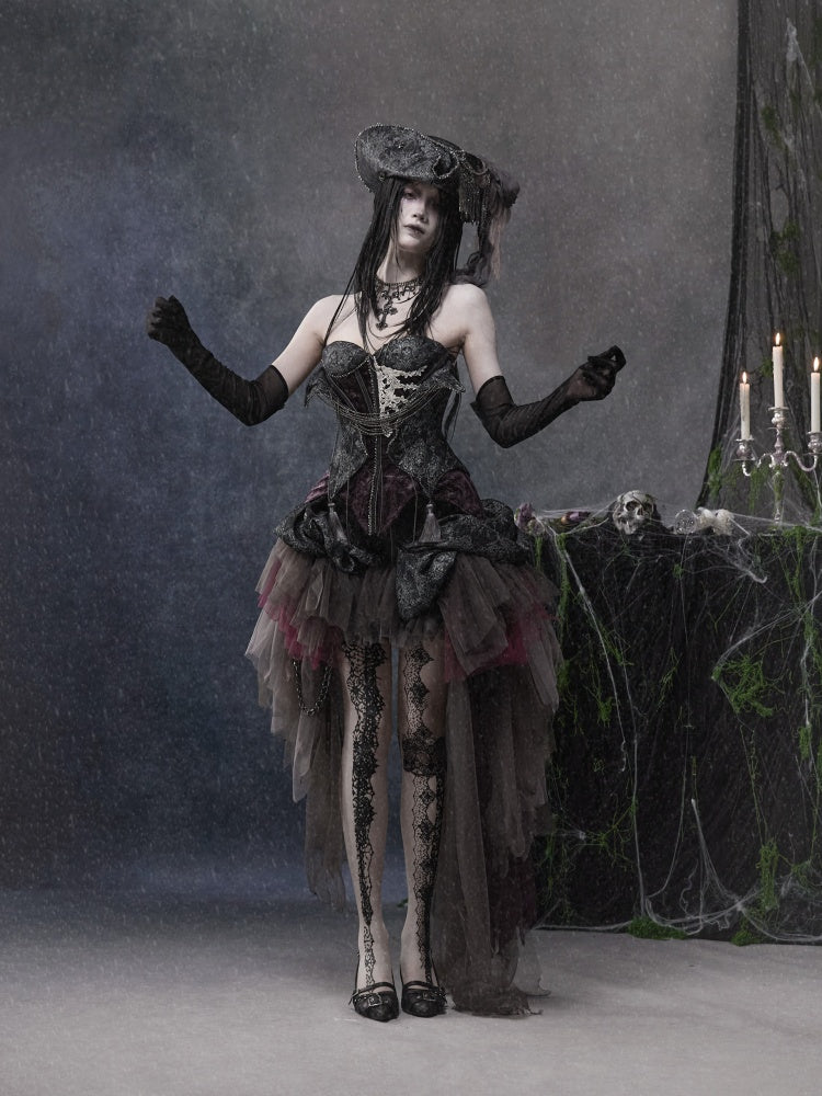 Legacy Of The Dead Gothic Dark Mesh Irregular Skirt【s0000018601】
