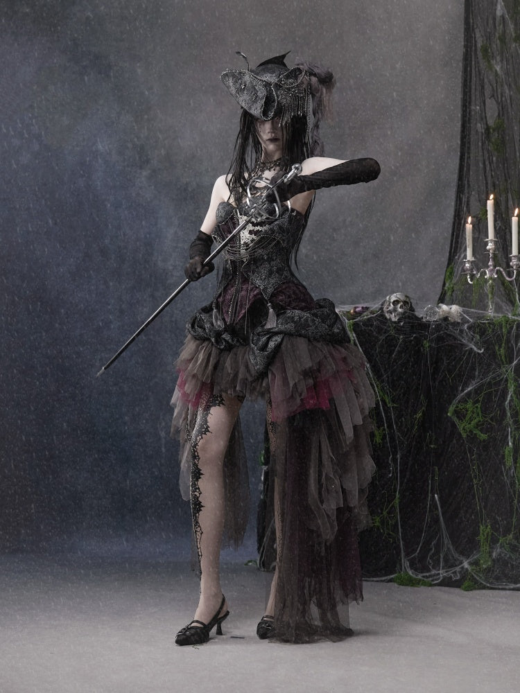 Legacy Of The Dead Gothic Dark Mesh Irregular Skirt【s0000018601】