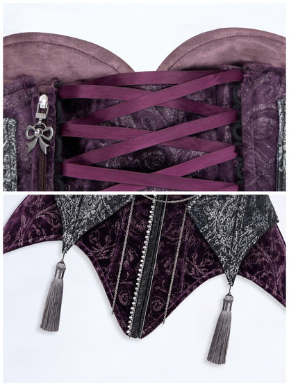 Legacy Of The Dead Gothic Dark Purple Fishbone Corset Dress【s0000018602】