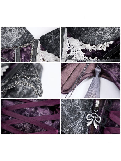 Legacy Of The Dead Gothic Dark Purple Fishbone Corset Dress【s0000018602】