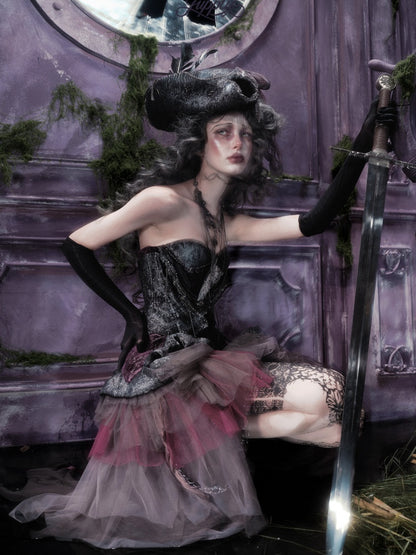 Legacy Of The Dead Gothic Dark Purple Fishbone Corset Dress【s0000018602】