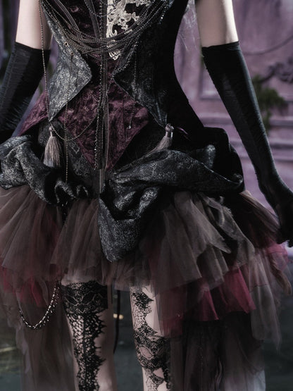 Legacy Of The Dead Gothic Dark Purple Fishbone Corset Dress【s0000018602】