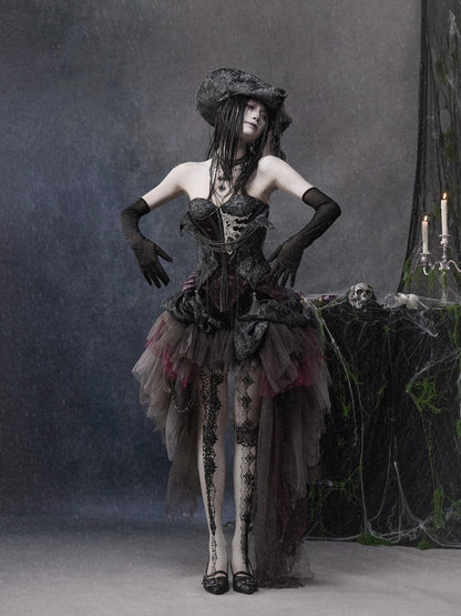 Legacy Of The Dead Gothic Dark Purple Fishbone Corset Dress【s0000018602】